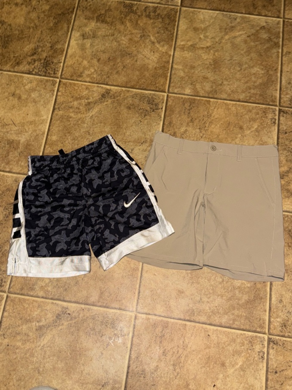 Nike Women's Black Camo Athletic Shorts with White Trim